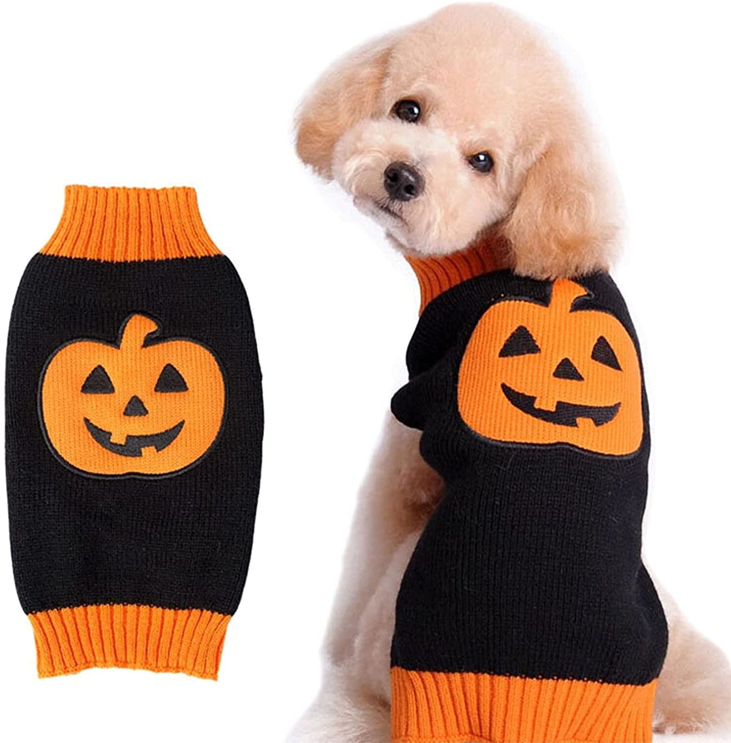 PETCARE Halloween Dog Sweater Ugly Funny Pumpkin Puppy Sweaters Halloween Costumes for Small Medium Large Dogs Cats Fall Winter Warm Soft Knit Vest Pet Dog Cat Kitten Clothes Big Dog Outfits Animals & Pet Supplies > Pet Supplies > Dog Supplies > Dog Apparel Yi Wu Shi Jia Chong Dian Zi Shang Wu Shang Hang black XXS (Fits 1-3 lbs) 