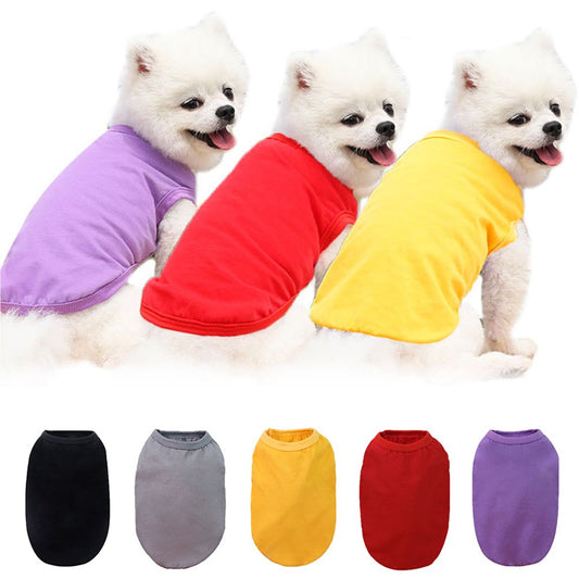 SPRING PARK Dog Blank Shirts Solid Color round Neck Dog T-Shirts Cotton Breathable and Soft Puppy Vest Summer Basic Dog Clothes Apparel for Most Pets Dogs Cats