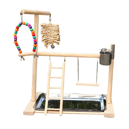 Parrot Playstand Bird Playground Solid Wood Perch Climbing Ladder for Budgie Animals & Pet Supplies > Pet Supplies > Bird Supplies > Bird Gyms & Playstands Gazechimp   