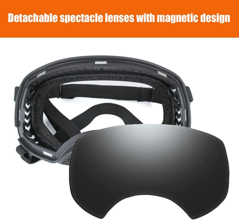 Shingoql Dog Goggles for Medium-Large Breed UV Protection Dog Sunglasses Windproof Snowproof Detachable Lens Dog Eye Protection for Outdoor Sports(Black+Clear Black Lens) Animals & Pet Supplies > Pet Supplies > Dog Supplies > Dog Apparel Shingoql   