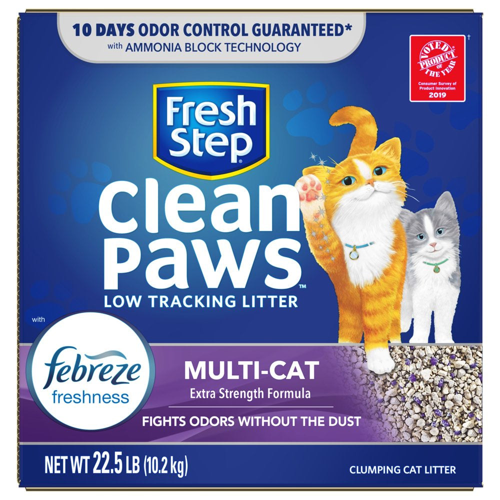 Fresh Step Clean Paws Multi-Cat Scented Litter with the Power of Febreze, Clumping Cat Litter, 22.5 Lbs Animals & Pet Supplies > Pet Supplies > Cat Supplies > Cat Litter The Clorox Company   