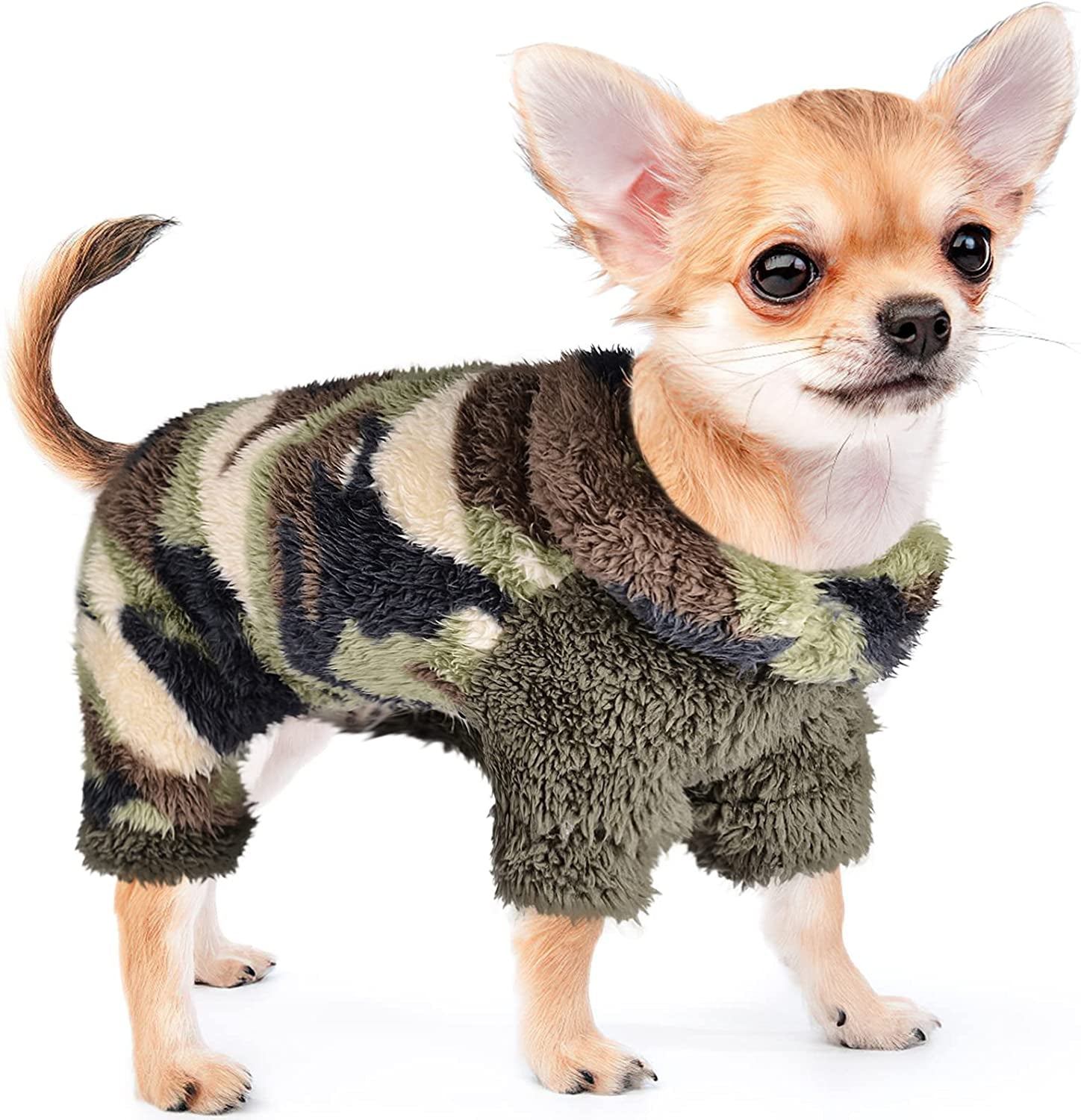 Leopard Turtleneck Dog Pajamas for Small Dogs, Fleece Dog Sweater, Winter Cute Tiny Dog Clothes Outfit Puppy Pajamas Pet Jumpsuits Cat Clothing (X-Small) Animals & Pet Supplies > Pet Supplies > Dog Supplies > Dog Apparel Sebaoyu camouflage green Large 