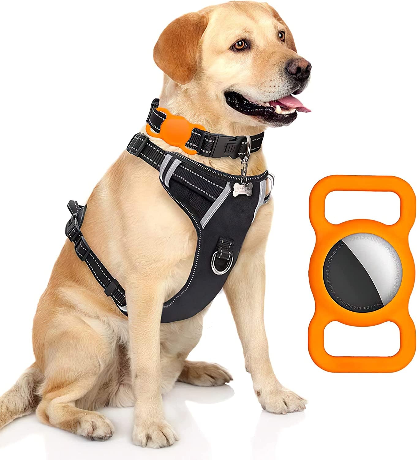 Fangsheng Airtag Dog Collar Pet Airtags Case Cover,Protective Case for Airtags Finder Scratch Pet Loop Holder for Apple Airtag (Orange),1Pack,1/Pack