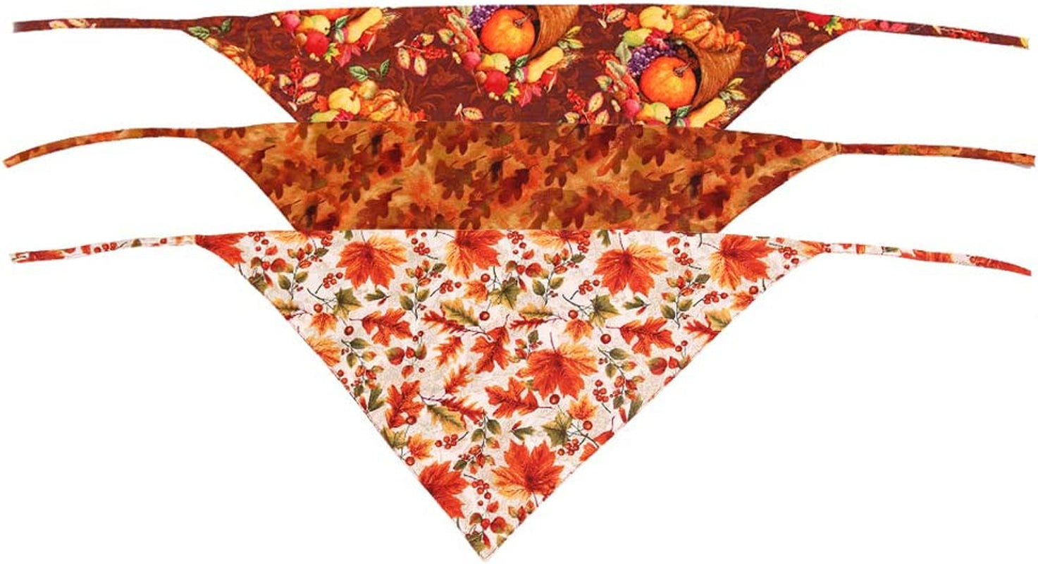 3 Pcs/Pack Thanksgiving Dog Bandana Reversible Triangle Bibs Scarf Accessories for Dogs Cats Pets Large Animals & Pet Supplies > Pet Supplies > Dog Supplies > Dog Apparel KZHAREEN   