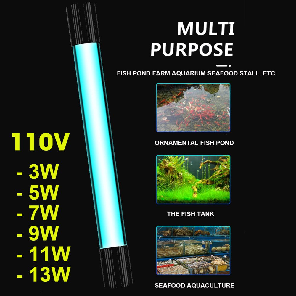 Aquarium Clean Light,Uv Light Sterilization Lamp Waterproof Submersible Ultraviolet Sterilizer Water Disinfection for Aquarium Fish Tanks Pond,Life LED Led Bar Underwater Sterilizer Pond 5/7/9/11/13W Animals & Pet Supplies > Pet Supplies > Fish Supplies > Aquarium Lighting Stoneway   