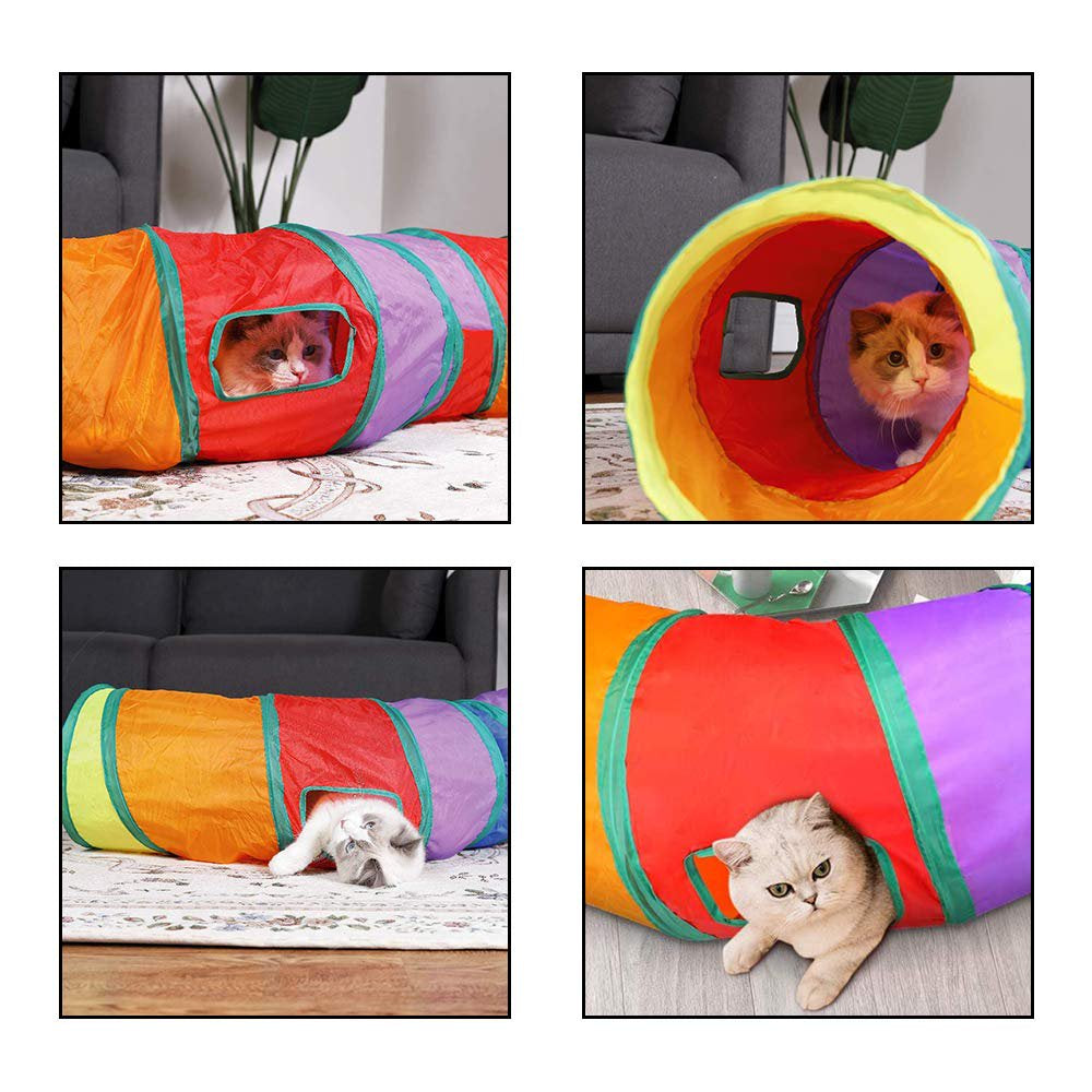 Cat Tunnel for Indoor Cats Interactive, Rabbit Tunnel Toys, Pet Toys Play Tunnels for Cats Kittens Rabbits Puppies Crinkle Collapsible Pop up Multiple Color 47" Animals & Pet Supplies > Pet Supplies > Cat Supplies > Cat Toys JINGPENG   