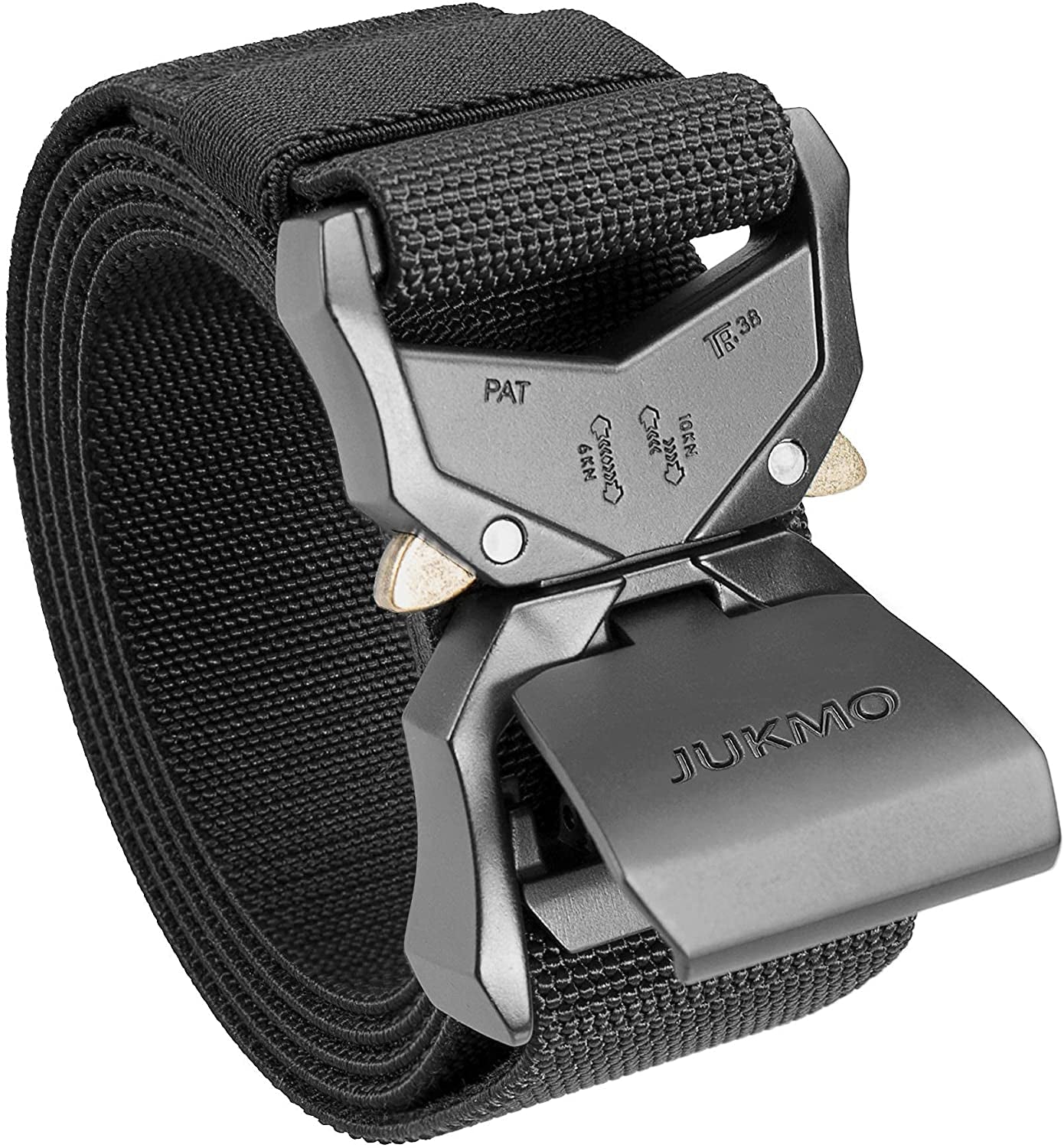 JUKMO Tactical Belt, Military Hiking Rigger 1.5" Nylon Web Work Belt with Heavy Duty Quick Release Buckle Animals & Pet Supplies > Pet Supplies > Dog Supplies > Dog Apparel JUKMO Black Small-for Waist 30"-36" (Length 45") 