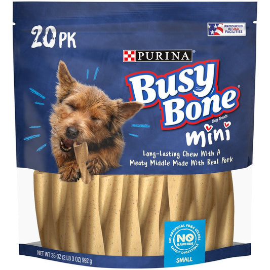 Purina Busy Small Breed Dog Bones, Mini, 20 Ct. Pouch Animals & Pet Supplies > Pet Supplies > Dog Supplies > Dog Treats Nestlé Purina PetCare Company   