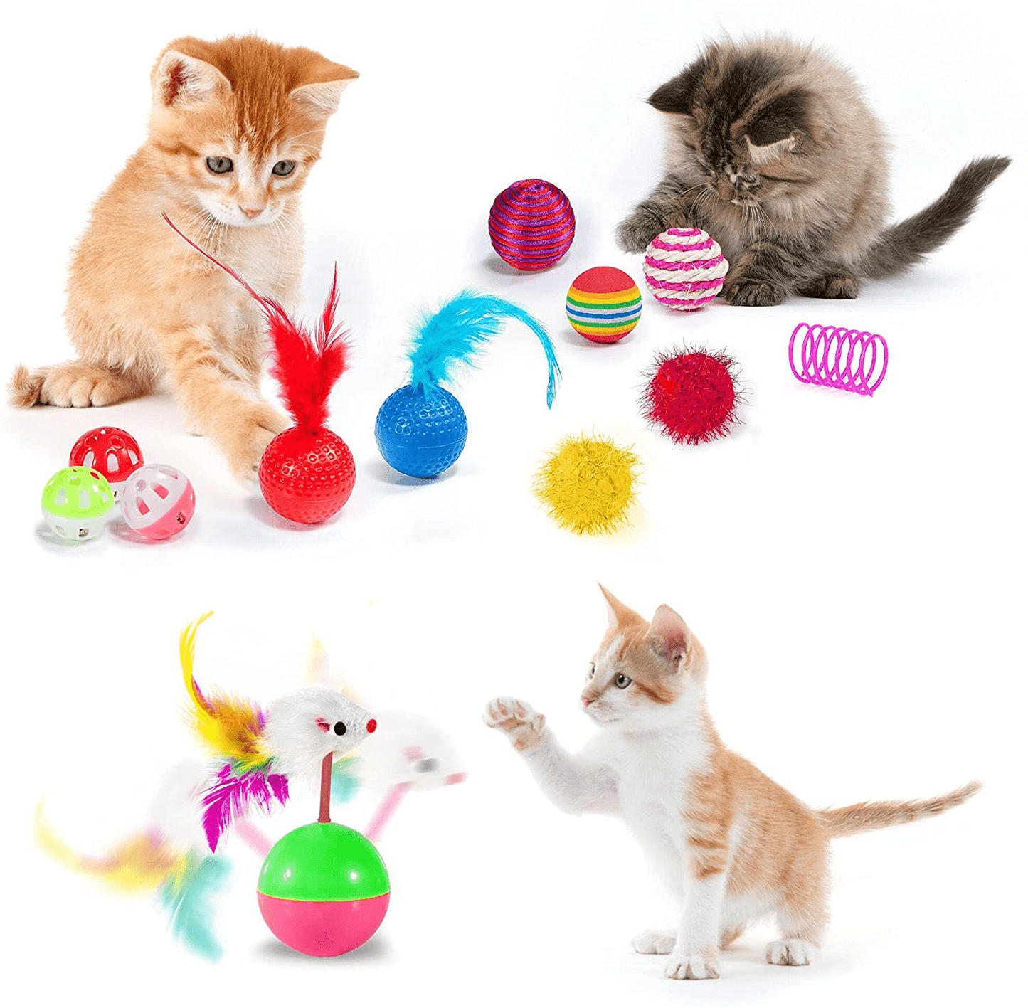 31 PCS Cat Toys Kitten Toys Assortments,Variety Catnip Toy Set Including 2 Way Tunnel,Cat Feather Teaser,Catnip Fish,Mice,Colorful Balls and Bells for Cat,Puppy,Kitty Animals & Pet Supplies > Pet Supplies > Cat Supplies > Cat Toys AILUKI   