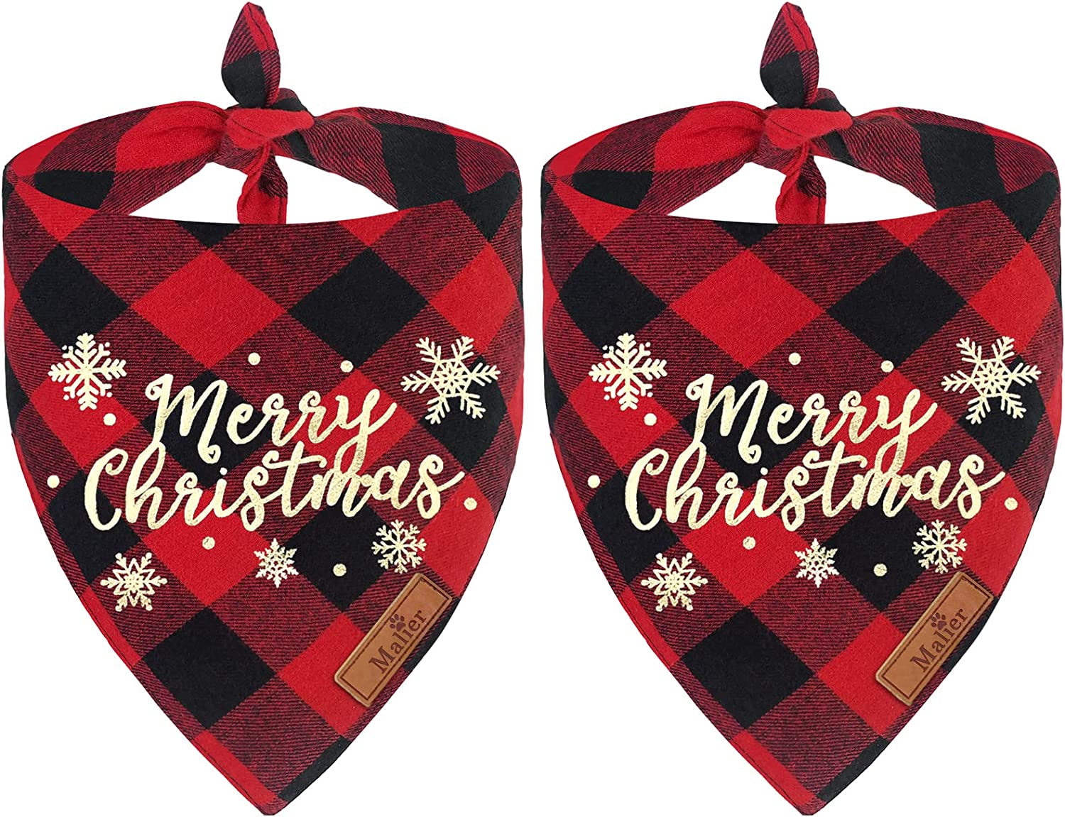 Malier 2 Pack Dog Bandana, Christmas Classic Buffalo Plaid Printing Dog Bandana, Pets Scarf Triangle Bibs Kerchief Dandana Costume Accessories for Small Medium Large Dogs Cats Pets (Large) Animals & Pet Supplies > Pet Supplies > Dog Supplies > Dog Apparel Malier Red + Red. Large 