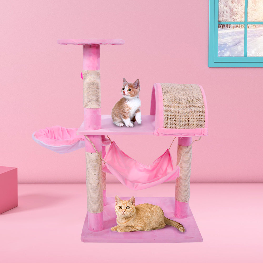 Topcobe 32" Multi-Level Cat Activity Tree, Cute Sisal Play House Climber Activity Centre, Blue Animals & Pet Supplies > Pet Supplies > Cat Supplies > Cat Furniture Topcobe Pink  