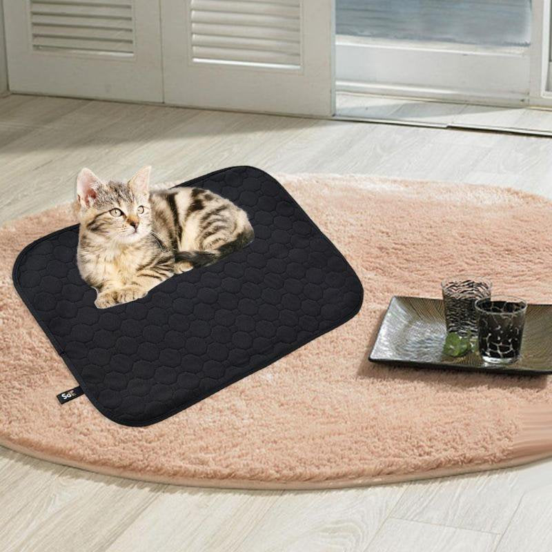 Cooling Cat Litter Mat Breathable Four-Layer Kitty Mats Non-Slip for Litter Boxes - Black, M Animals & Pet Supplies > Pet Supplies > Cat Supplies > Cat Litter Box Mats Magideal   