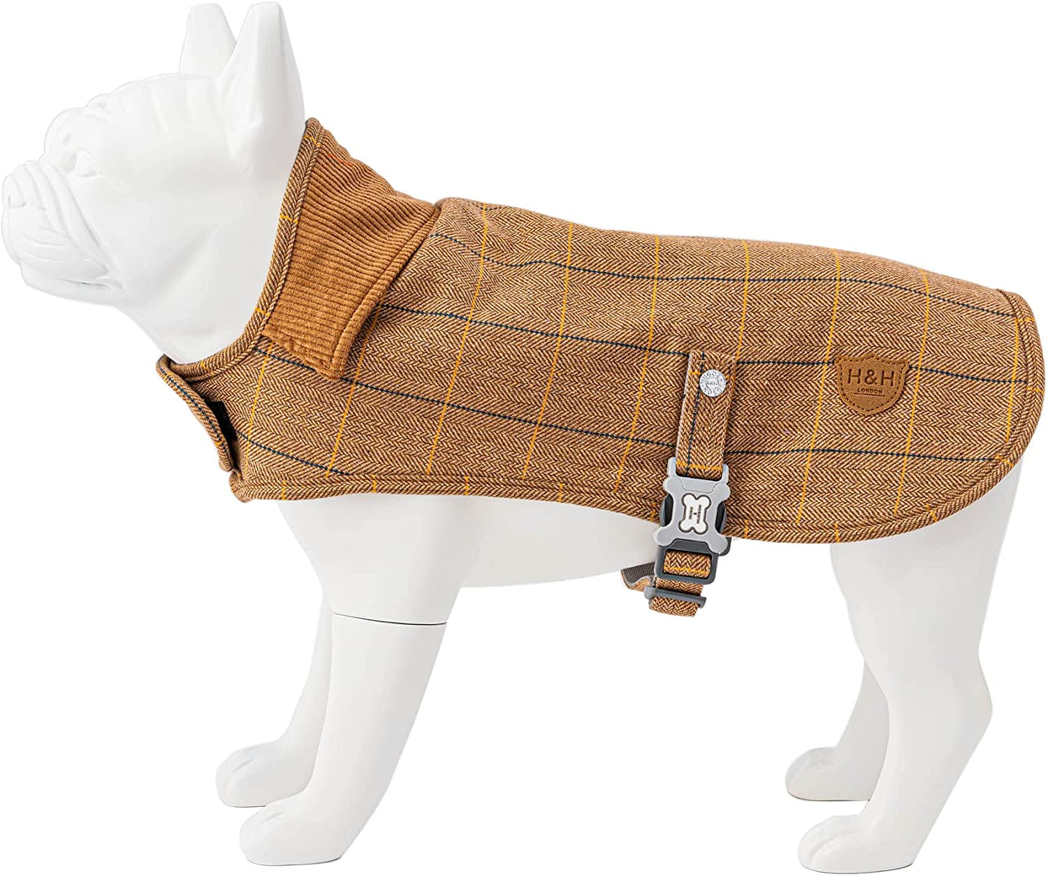 HUGO & HUDSON Dog Fleece Jacket - Clothing & Accessories for Dogs Winter Coats & Jackets with Adjustable Strap - Caramel Checked Herringbone Tweed - S Animals & Pet Supplies > Pet Supplies > Dog Supplies > Dog Apparel Hugo & Hudson Caramel X-Large 