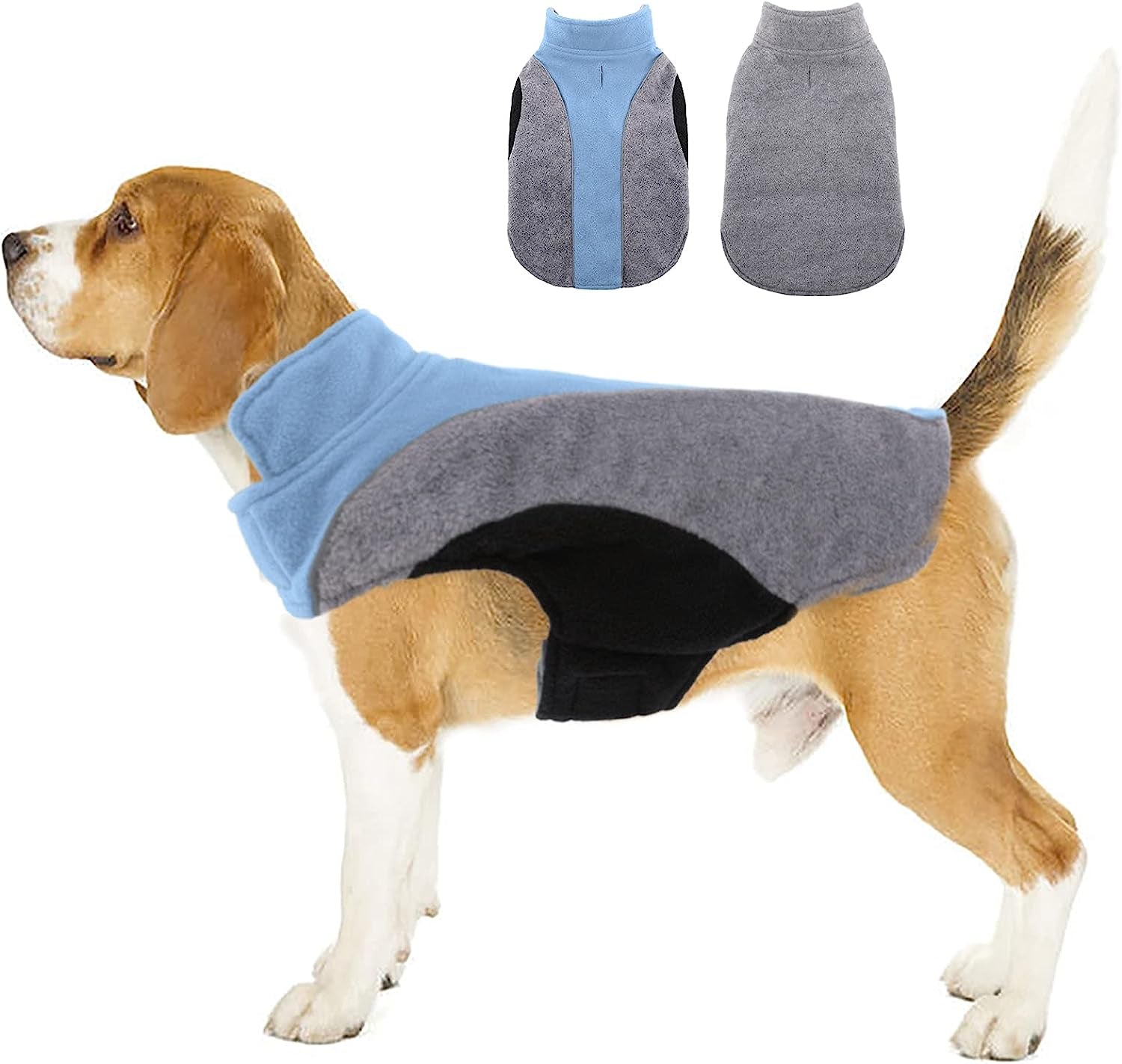 Kuoser Dog Fleece Vest, Reflective Dog Winter Coat Outdoor Jacket, Soft Reversible Cold Weather Dog Coat Warm Pet Apparel Puppy Clothes for Small Medium and Large Dogs Cats French Bulldog Labrador Animals & Pet Supplies > Pet Supplies > Dog Supplies > Dog Apparel Kuoser Blue XS 