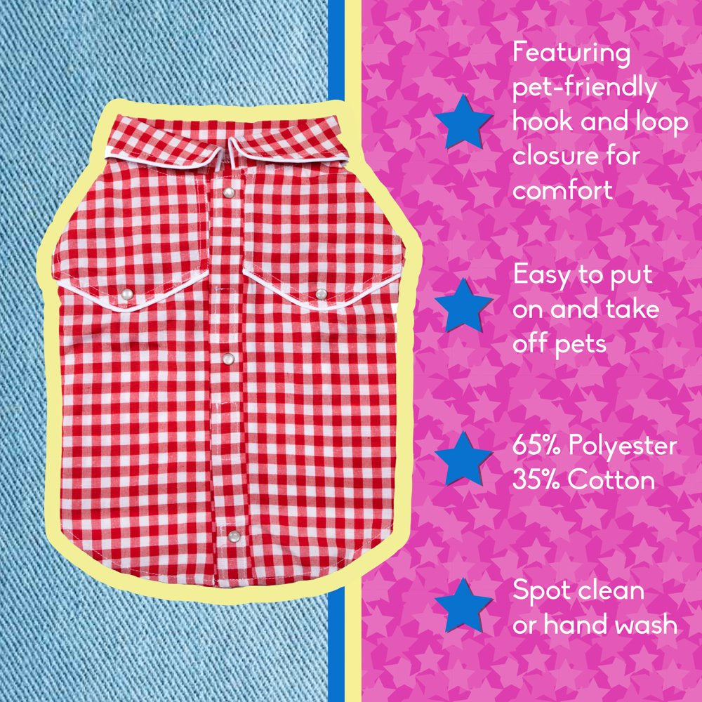 Doggy Parton, Dog Clothes, Gingham Western Dog or Cat Shirt, Red, XS Animals & Pet Supplies > Pet Supplies > Cat Supplies > Cat Apparel Mission Pets, Inc   