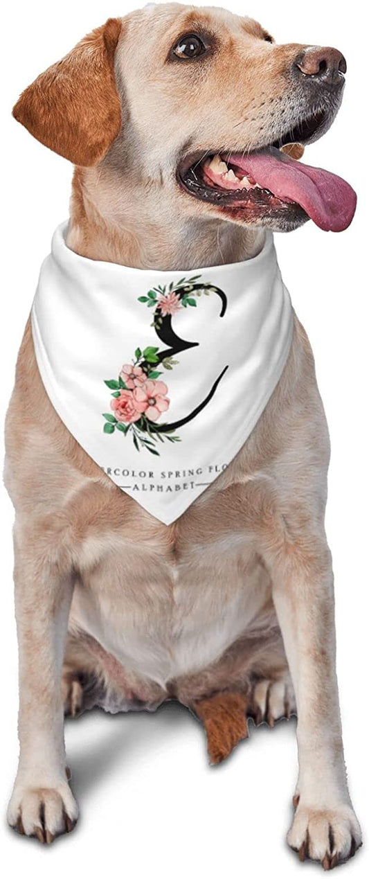 Watercolor Spring Floral Alphabet Letter E Pet Dog and Cat Decorative Triangle Scarf,Dog Bandana,Breathable and Stain Resistant. Animals & Pet Supplies > Pet Supplies > Dog Supplies > Dog Apparel ZALTAS   