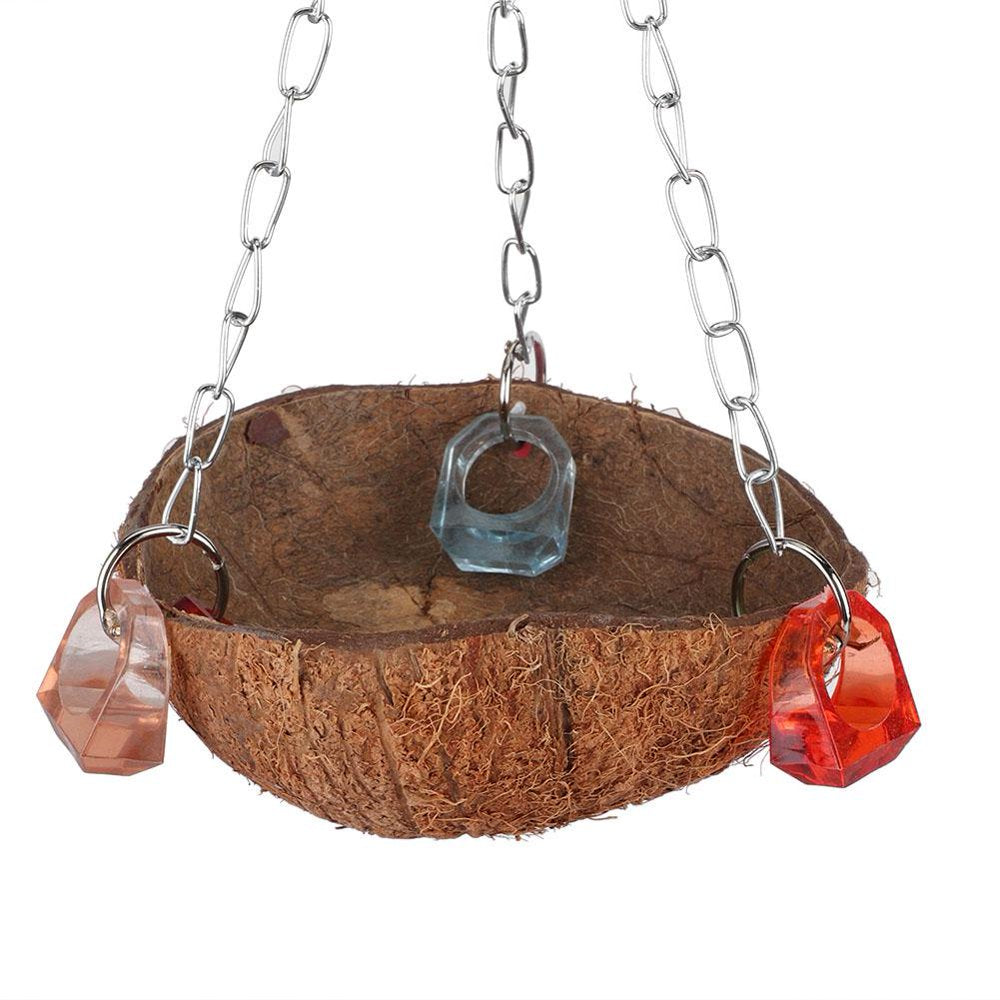 Octpeak Birds Toy, Hanging Basket,Pet Birds Toy Squirrel Coconut Shell Hanging Basket Sling with Acrylic Rings for Hammock Animals & Pet Supplies > Pet Supplies > Bird Supplies > Bird Toys Octpeak   