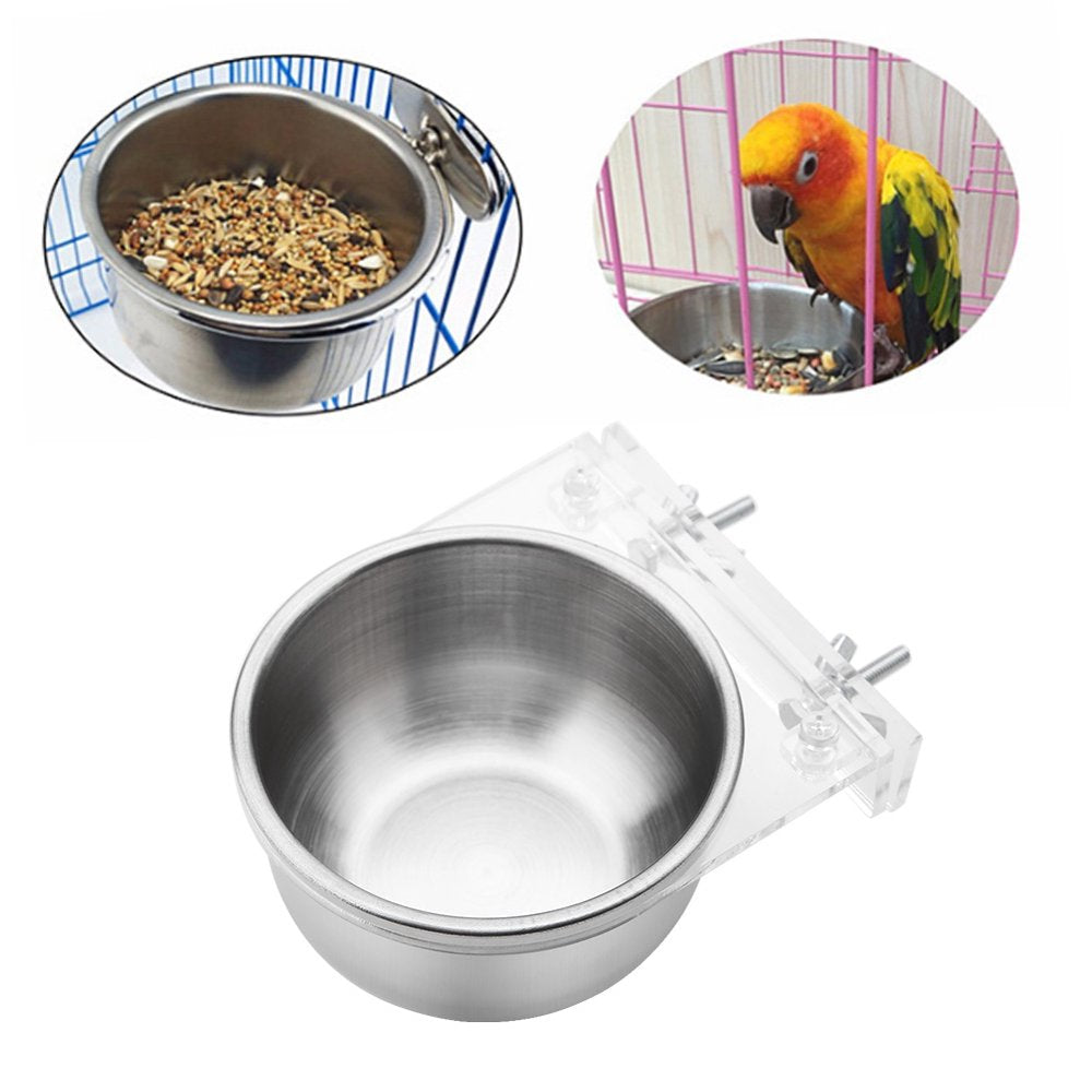 Tebru Bird Cage Food Water Feeder Bowl + Rack Parrot Parakeet Cage Accessories, Parrot Food Feeder,Bird Cage Feeder Animals & Pet Supplies > Pet Supplies > Bird Supplies > Bird Cage Accessories Tebru   