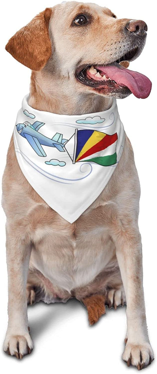 Airplane with Flag Seychelles Pet Dog and Cat Decorative Triangle Scarf,Dog Bandana,Breathable and Stain Resistant. Animals & Pet Supplies > Pet Supplies > Dog Supplies > Dog Apparel ZALTAS   