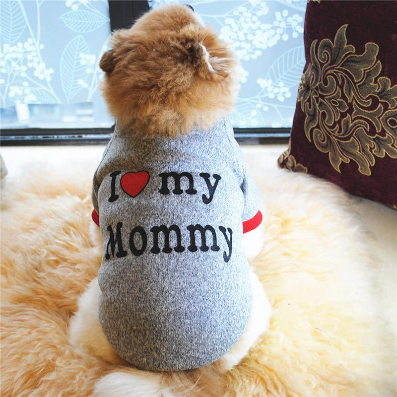 Dog Clothes Pet Autumn Winter Warm Lining Fleece Cute Sweet I Love My Mommy & Daddy Design Outfit Apparel for Small Dogs Cats Pug Yorkshire Chihuahua Pet Clothing Animals & Pet Supplies > Pet Supplies > Dog Supplies > Dog Apparel Keimprove   