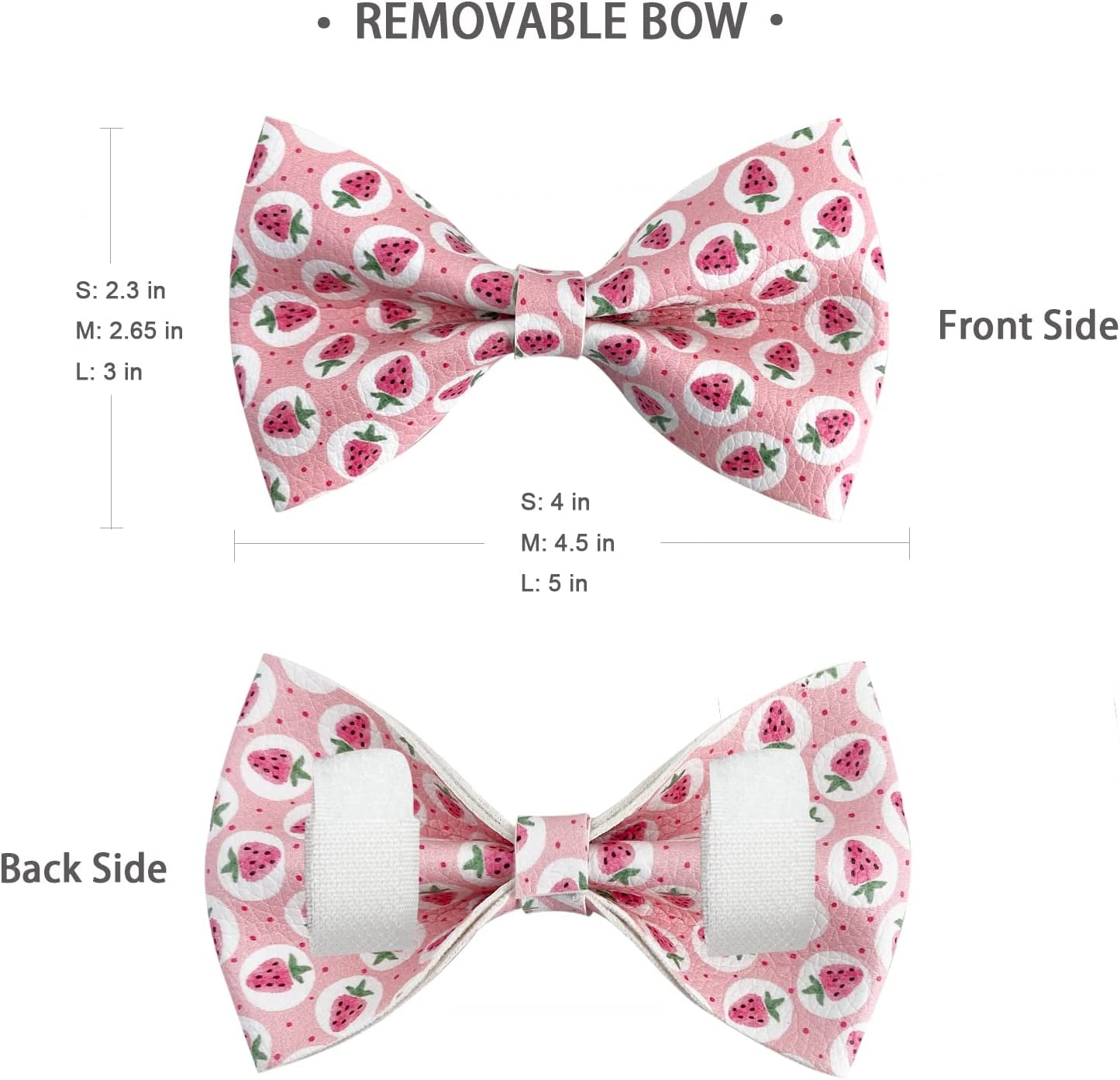 Wondrella Strawberry Printed Leather Dog Collar, Adorable Dog Collar with Bow, Adjustable Leather Dog Collar Bow Tie with Metal Buckle for Small Medium Large and Boy Girl Dogs M Animals & Pet Supplies > Pet Supplies > Dog Supplies > Dog Apparel Wondrella   