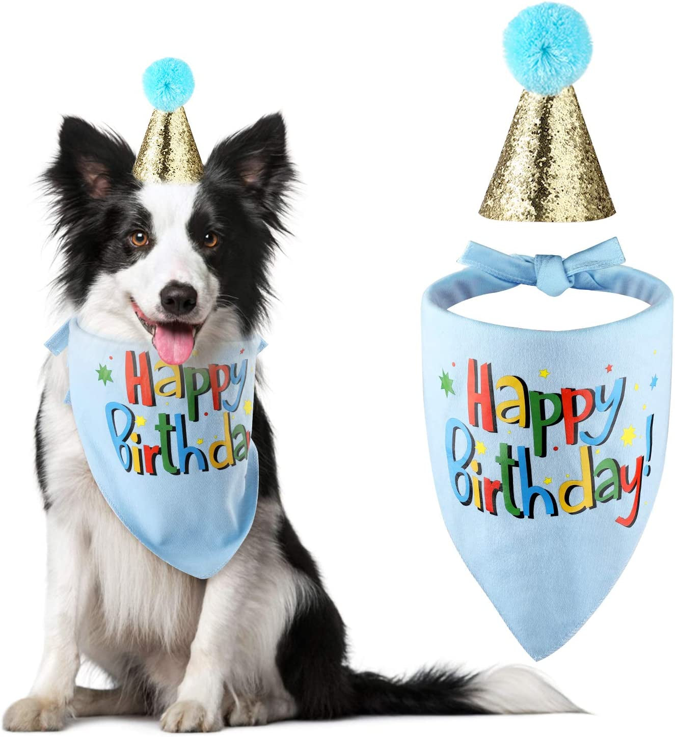 Blaoicni Dog Birthday Bandana Hat Scarf Party Supplies (Pink-Girl) Animals & Pet Supplies > Pet Supplies > Dog Supplies > Dog Apparel Blaoicni blue-boy  