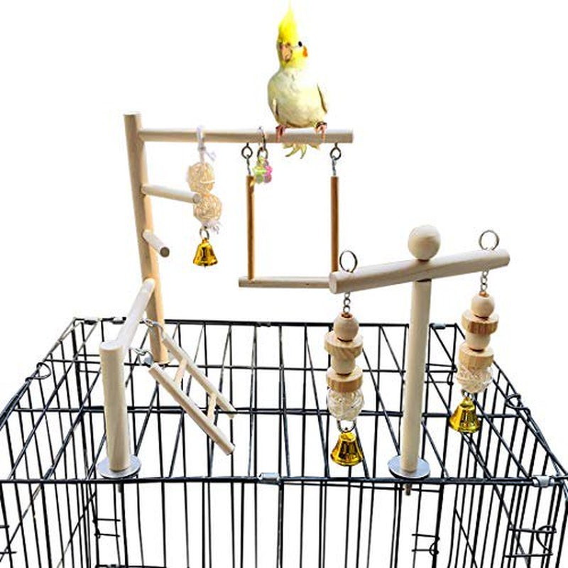 PINVNBY Bird Playground Parrot Play Gym Parakeet Cage Play Stand Wooden Perches Playpen&Nbsp;Ladders Conure Chewing Climbing Swing Animals & Pet Supplies > Pet Supplies > Bird Supplies > Bird Cages & Stands PINVNBY   