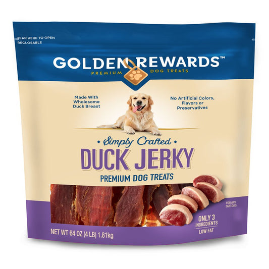 Golden Rewards Duck Flavor Premium Dry Jerky Treats for All Dogs, 64 Oz Animals & Pet Supplies > Pet Supplies > Dog Supplies > Dog Treats Gambol Pet Group Co., Ltd.   