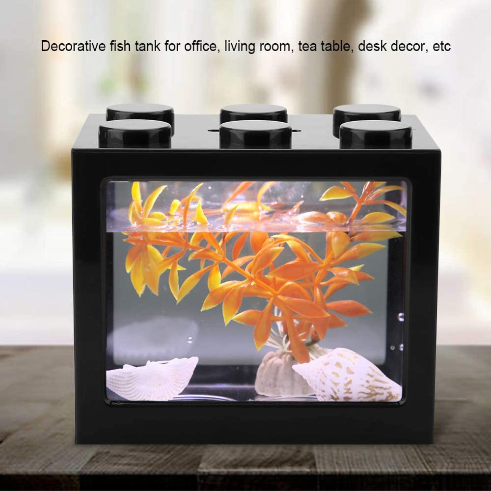 CNKOO Mini Aquarium Box Mini Aquarium USB Rechargeable LED Light Lamp Fish Tank Desktop Lamp Fish Tank(Black) Animals & Pet Supplies > Pet Supplies > Fish Supplies > Aquarium Lighting CNKOO   