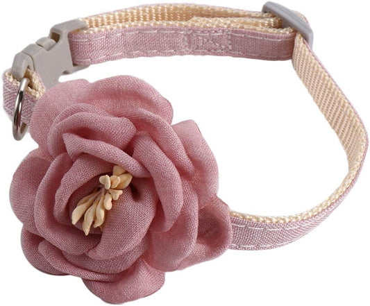 Pet Cat Collar with 3D Flower,Beautiful Adjustable Bow Tie Safety Buckle Dog Necklace Dog Leash New Year Gift Blue, Grey, Pink(Pink) Animals & Pet Supplies > Pet Supplies > Dog Supplies > Dog Apparel generic Pink  