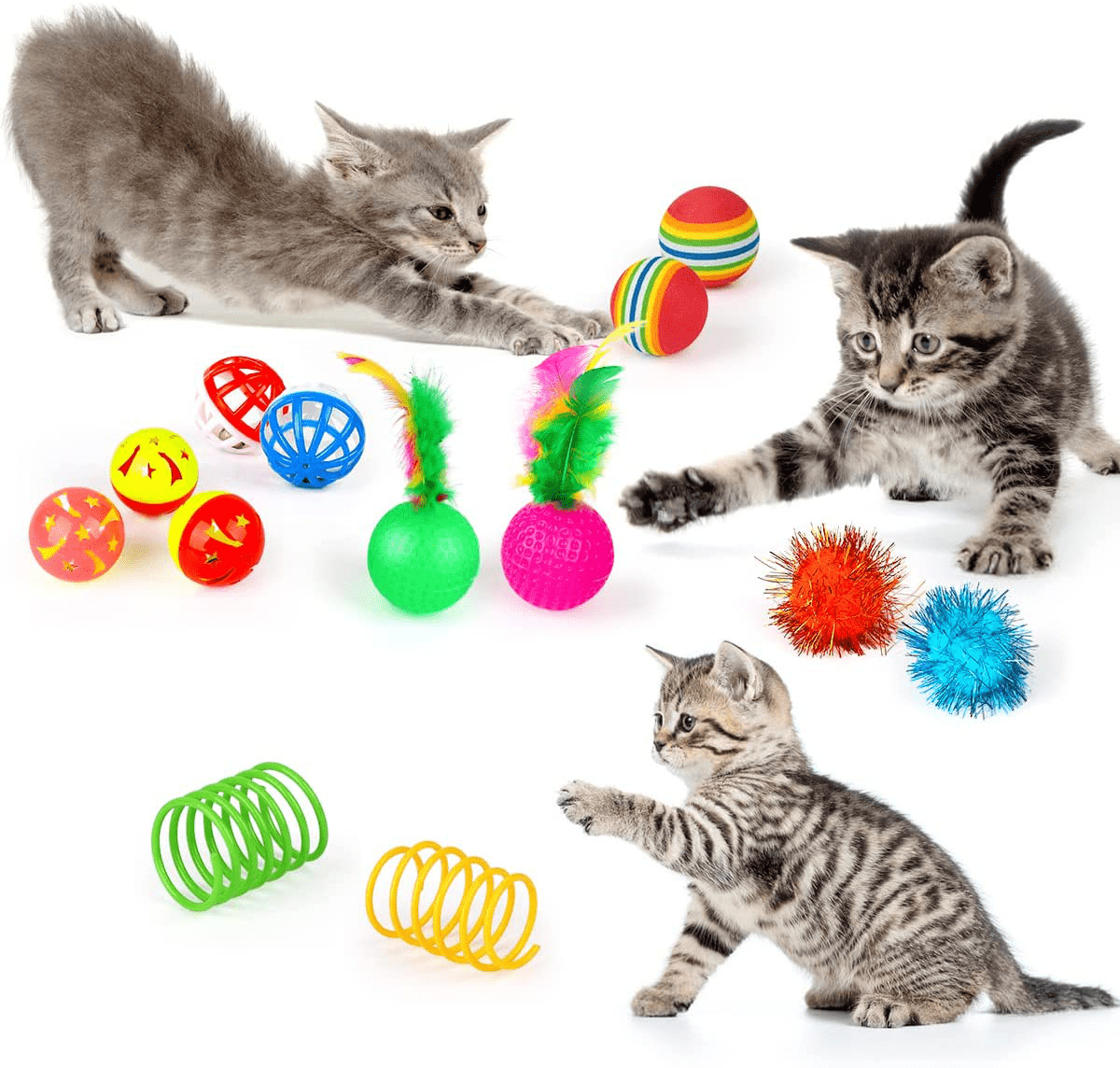 32 PCS Cat Toys Kitten Toys, Variety Catnip Toys with Rainbow Tunnel Interactive Cat Feather Teaser Fluffy Mouse Crinkle Balls Spring Toy Set for Cat, Kitty Animals & Pet Supplies > Pet Supplies > Cat Supplies > Cat Toys ANJIME   