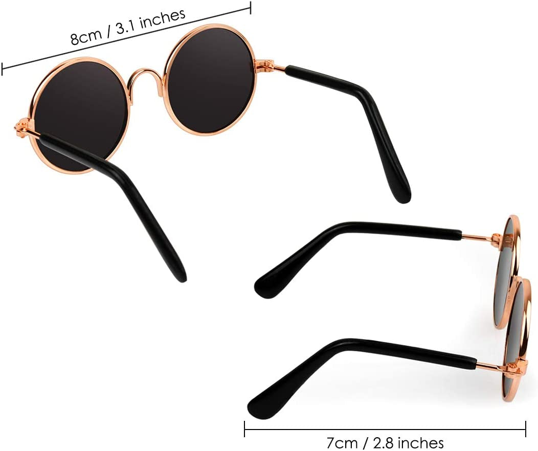 DS. DISTINCTIVE STYLE Retro round Sunglasses with Golden Plastic Chain for Pet Cats and Small Dogs Cool and Funny Spectacles Pets Photo Props for Taking Pictures Animals & Pet Supplies > Pet Supplies > Dog Supplies > Dog Apparel DS. DISTINCTIVE STYLE   