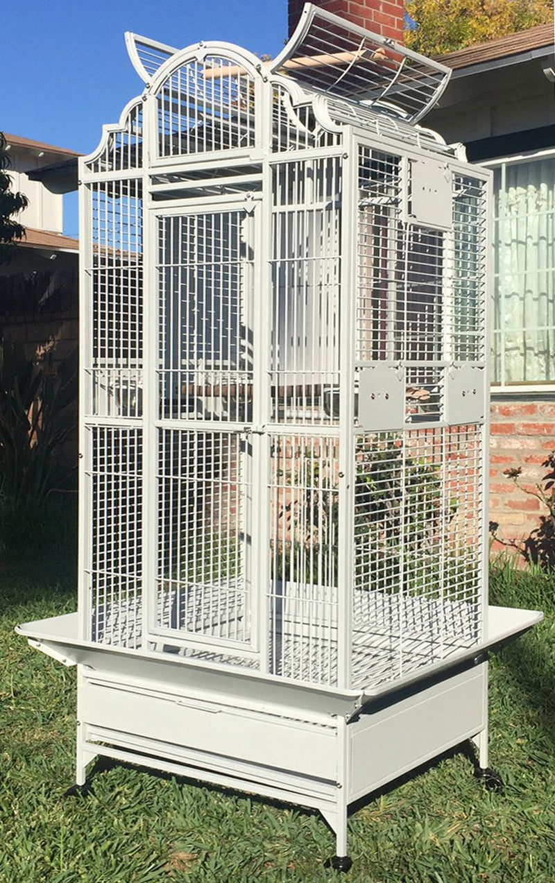 Large Deluxe and Durable Wrought Iron Open Dome Perch Play Top Stand Bird Parrot Rolling Cage, Include Metal Seed Guard Solid Metal Feeder Breeding Doors Animals & Pet Supplies > Pet Supplies > Bird Supplies > Bird Cages & Stands Mcage   