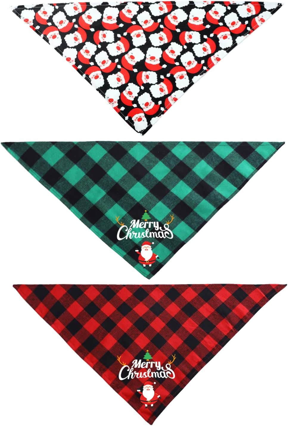 BECHANMIG Christmas Dog Bandanas 3 PCS, Pet Plaid Scarf Classic Triangle Bibs, Washable Pet Neckerchief for Xmas Party Supplies, Christmas Scarf for Small Medium Large Dogs, B Middle Animals & Pet Supplies > Pet Supplies > Dog Supplies > Dog Apparel BECHANMIG F L 