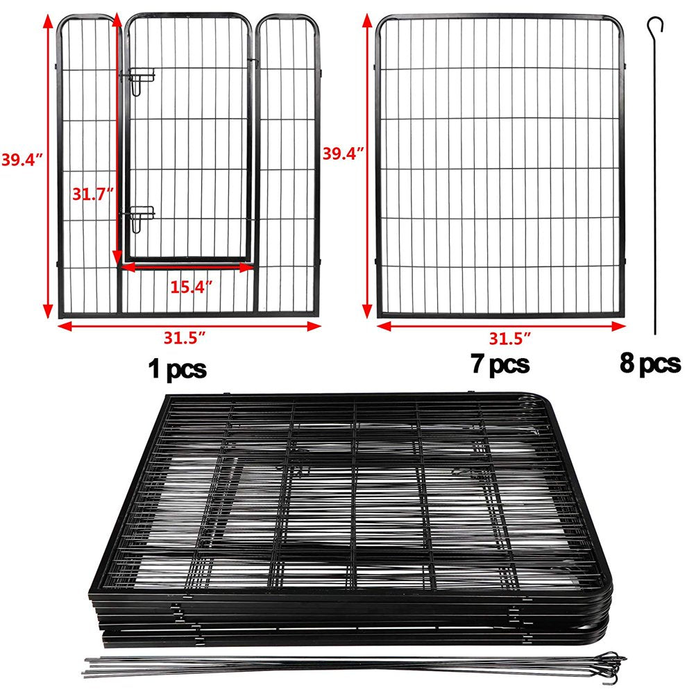 Dog Fence 8 Panels 40" H Pet Playpen Metal Outdoor Portable Camping Dog Fences Runs Cage Foldable Exercise Pens Fencing with Doors Indoor Temporary Fence for Dogs, Puppy, Garden Animals & Pet Supplies > Pet Supplies > Dog Supplies > Dog Kennels & Runs ChuHeDianZi   