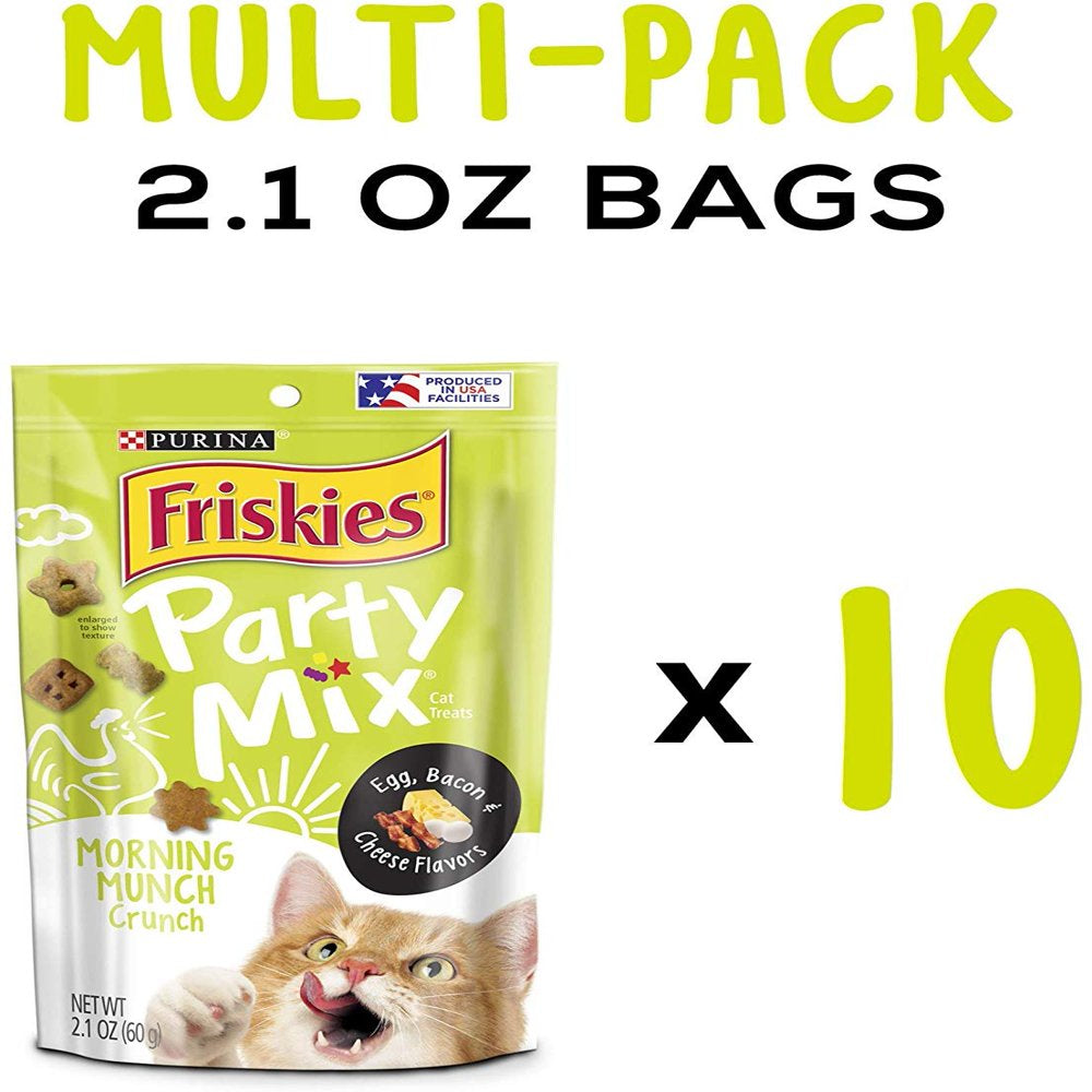 Purina Friskies Made in USA Facilities Cat Treats, Party Mix Crunch Morning Munch - 10 2.1 Oz. Pouches Animals & Pet Supplies > Pet Supplies > Cat Supplies > Cat Treats Purina Friskies Party Mix   