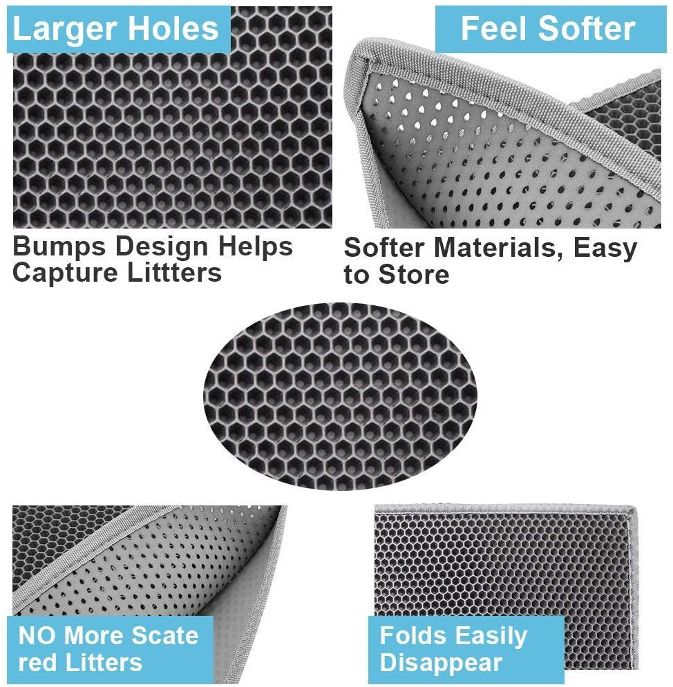 Litter Box Mat, Cat Litter Mat, Litter Box Mat, Honeycomb Design, Litter Box Rug, Waterproof Double Layer Design, Honeycomb Mat, Grey, 76Cm*61Cm Animals & Pet Supplies > Pet Supplies > Cat Supplies > Cat Litter Box Mats Universal   