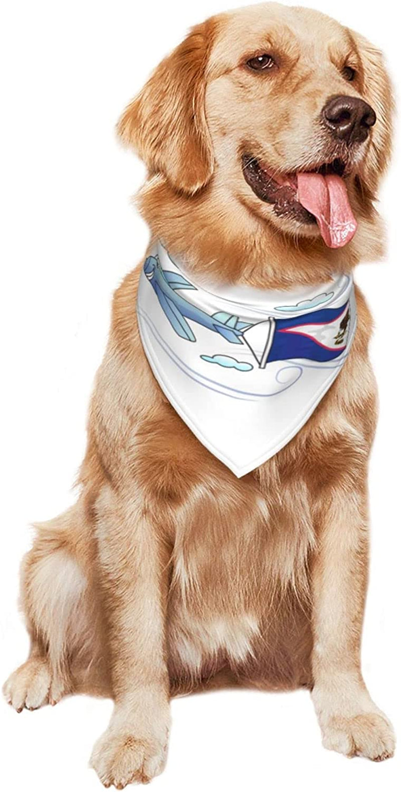 Airplane with Flag American Samoa Pet Dog and Cat Decorative Triangle Scarf,Dog Bandana,Breathable and Stain Resistant. Animals & Pet Supplies > Pet Supplies > Dog Supplies > Dog Apparel ZALTAS   