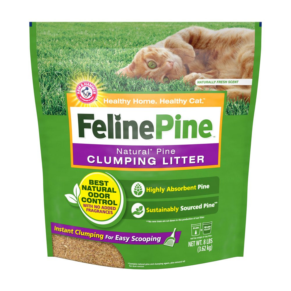 Feline Pine Cat Litter, Natural Pine Clumping Litter, 8Lb Animals & Pet Supplies > Pet Supplies > Cat Supplies > Cat Litter Church & Dwight Co., Inc. 8 lbs  