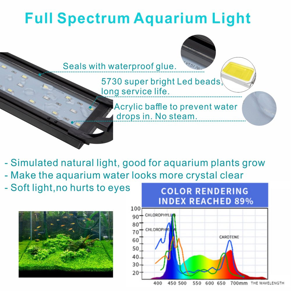 Hygger Aquarium Light for 18-24 Inch Fish Tank Freshwater Planted, 14W Full Spectrum LED Fish Tank Light with Adjustable Brackets, White Blue Red Leds, Timer Brightness Adjustable Animals & Pet Supplies > Pet Supplies > Fish Supplies > Aquarium Lighting Hygger   