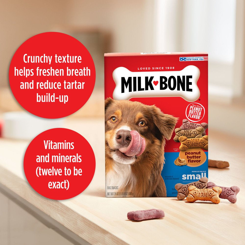 Milk-Bone Peanut Butter Flavor Naturally & Artificially Flavored Dog Biscuits, Crunchy Dog Treats, 7 Pounds
