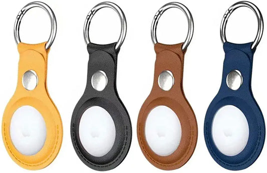 Apple Air Tag Holder Keychain - 4Pack Apple Airtag Leather Case with Anti-Lost Keychain for Keys, Luggage, Pets Collar, Kids, Backpack-Multicolor Electronics > GPS Accessories > GPS Cases Yunaeduo Multicolor 4 Pack 