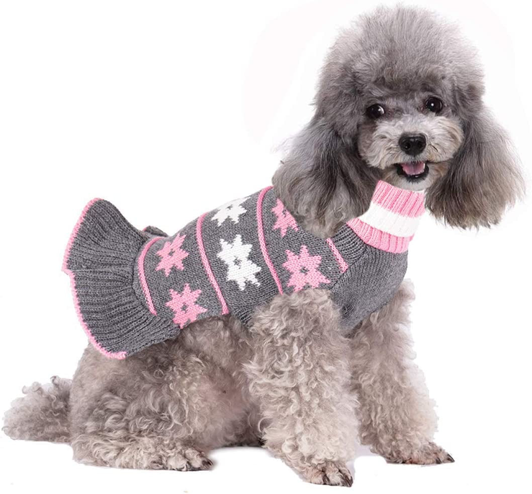 Dog Sweater, Dog Dresses for Small Dogs Turtleneck Polka Cat Sweaters Knitwear Fall Winter Coat Warm Cute Dog Clothes Sweatshirt Girl Boy Pet Sweater for Small Dog Cat Puppy Animals & Pet Supplies > Pet Supplies > Dog Supplies > Dog Apparel Bwealth Grey Small 