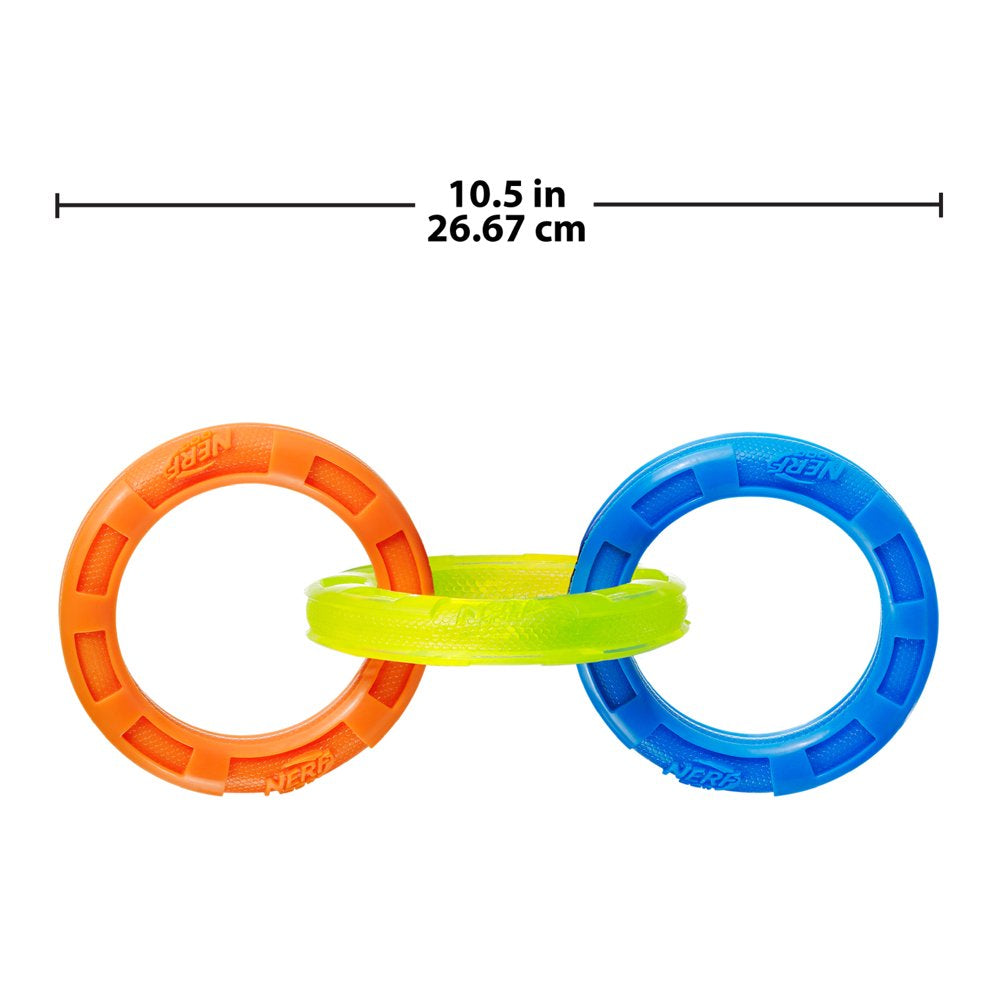 Nerf Dog Rubber 3-Ring Tuff Tug Dog Toy for Medium/Large Dogs, Lightweight Tug & Chew Toy, 10.5” Animals & Pet Supplies > Pet Supplies > Dog Supplies > Dog Toys Gramercy Products   