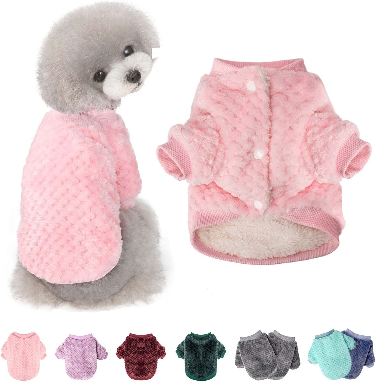 Dog Sweater, Dog Coat for Small Medium Dog or Cat, Warm Soft Flannel Pet Jacket for Puppy, Dogs Girl or Boy, Dog Cold Weather Coats Vest for Winter Christmas (Small, Pink) Animals & Pet Supplies > Pet Supplies > Dog Supplies > Dog Apparel POMIU Pink Medium 