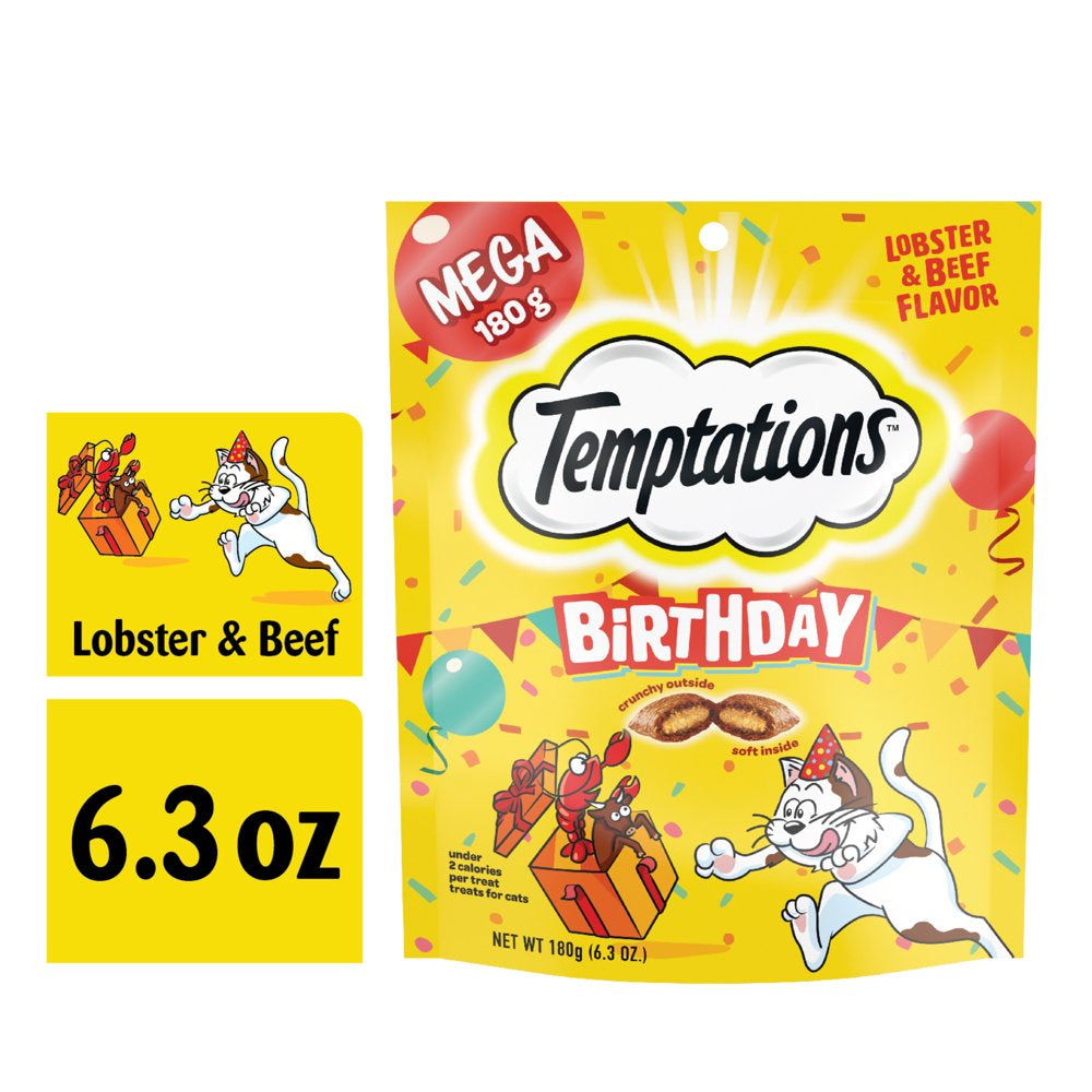 TEMPTATIONS Birthday Cat Treats, Lobster and Beef Flavor, 6.3 Oz. Animals & Pet Supplies > Pet Supplies > Cat Supplies > Cat Treats Mars Petcare   