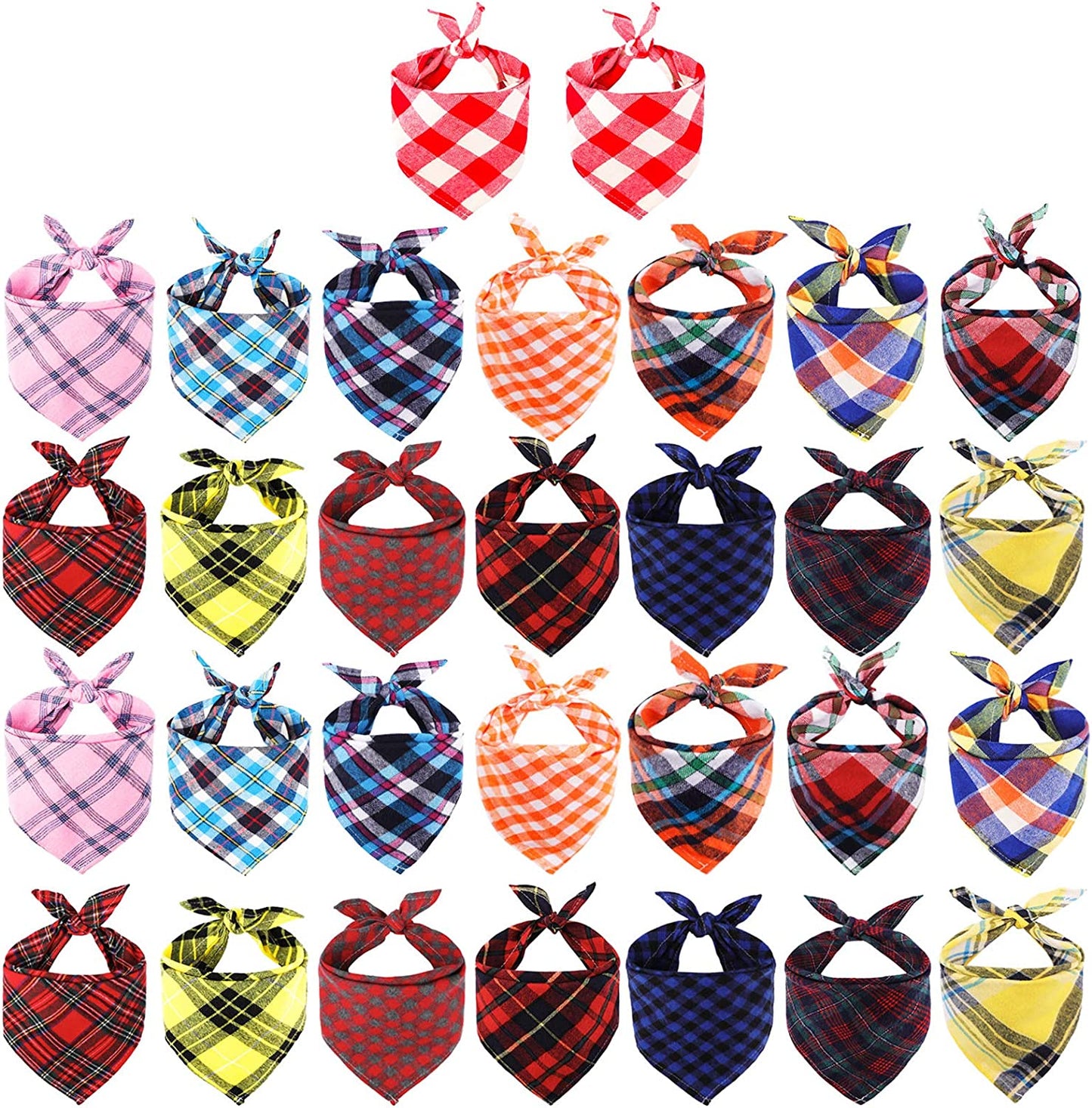 Segarty Dog Bandanas, 30 Pack 22.8"X15.7" Pet Scarf Triangle Plaid Bibs Accessories Bulk for Medium Small Dogs Cats Large Puppy Dogs, Washable Adjustable Reversible Boy Pets Birthday Kerchief Animals & Pet Supplies > Pet Supplies > Dog Supplies > Dog Apparel Segarty 30pcs_Varied Plaid  