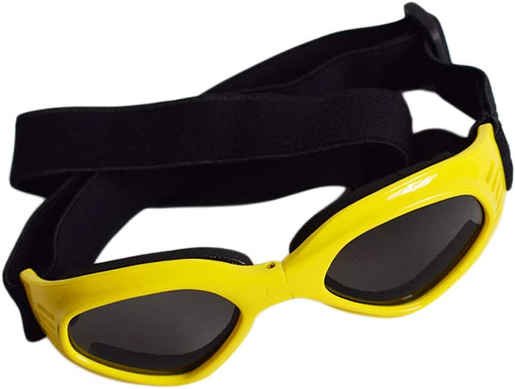 POPETPOP Fashion Pet Sunglasses, Foldable Puppy UV Protective Windproof Sunglasses, Cats Dogs Eyewear Protection with Adjustable Strap (Yellow) Animals & Pet Supplies > Pet Supplies > Dog Supplies > Dog Apparel POPETPOP   