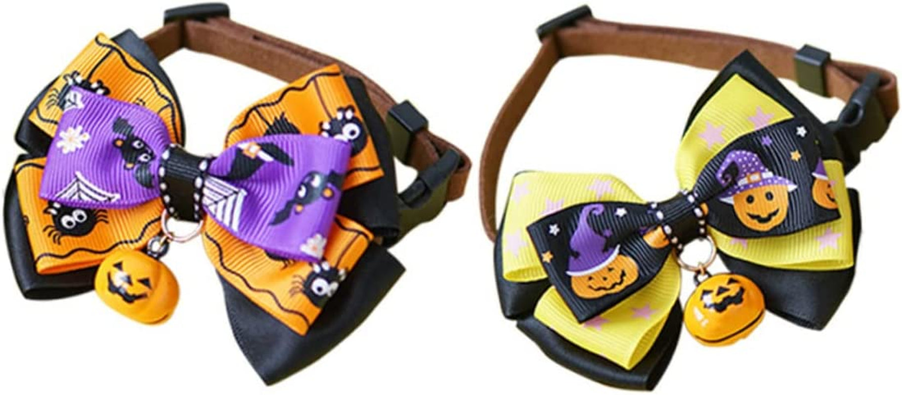 Hohopeti 2Pcs with Bells Breakaway Bow Themed and Tie& Pumpkin Bowties Puppy Outfit Decorations Belt Cute Bowknot Dog Neck Size Halloween Pumkin Neckband Collars S Adjustable Doggiesize Animals & Pet Supplies > Pet Supplies > Dog Supplies > Dog Apparel Hohopeti Black 26X26CM 