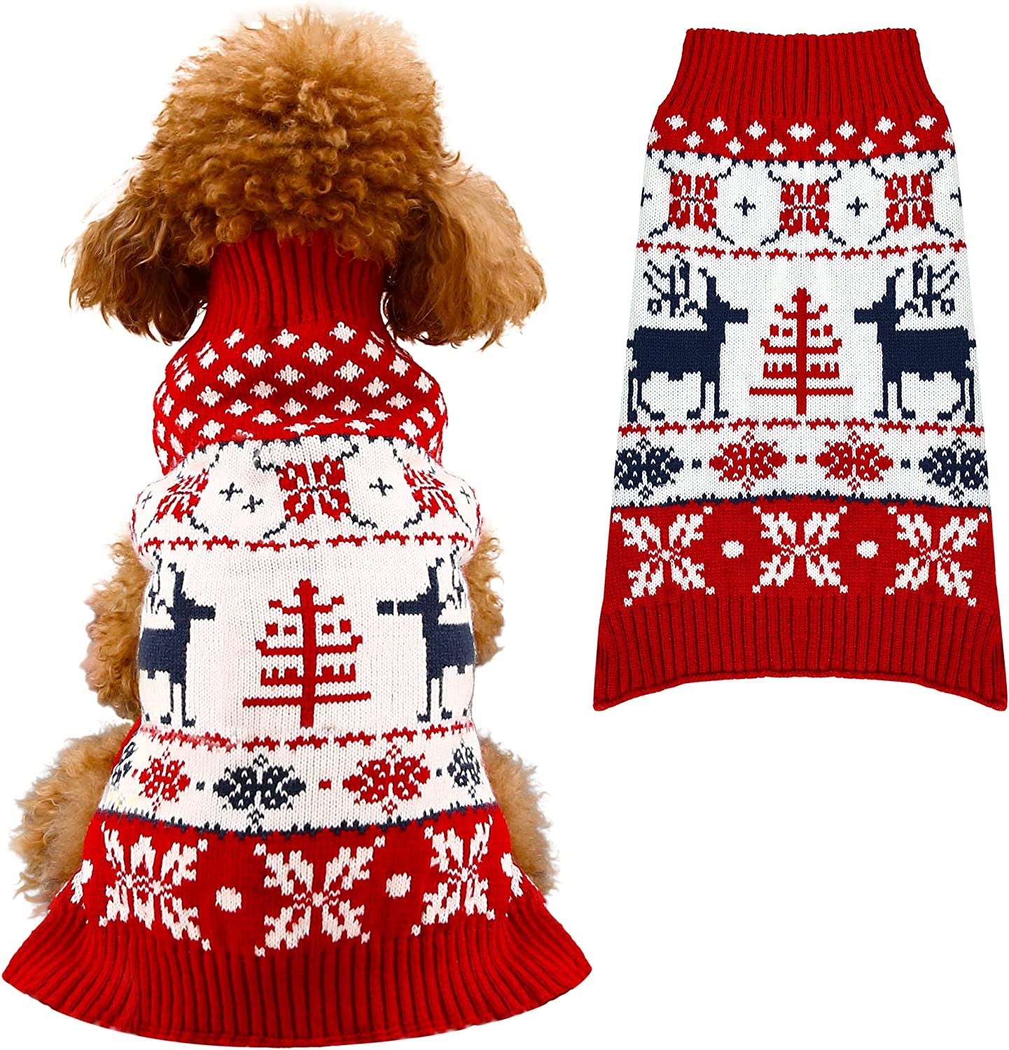 MECHHEIT Dog Sweater Knitted Pet Cat Sweater - Dog Sweaters for Small Dogs, Soft Thickening Warm Pup Dogs Shirt Winter Puppy Sweater for Small Medium Dogs Christmas Sweat Animals & Pet Supplies > Pet Supplies > Dog Supplies > Dog Apparel MECHHEIT Elk Small 